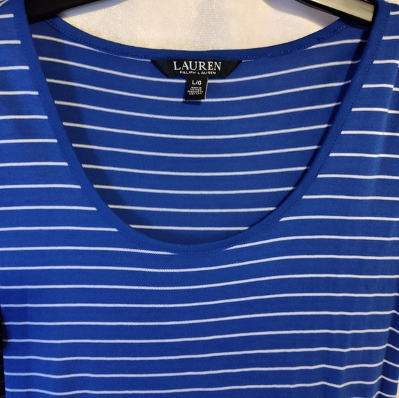 Lauren Ralph Lauren Blue and White Striped Dress Empire Maxi Dress NWOT - Picture 2 of 6